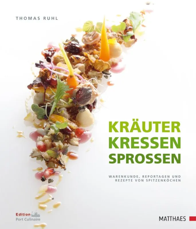 Thomas Ruhl beschreibt zahlreiche Kräuter, Kressen, Sprossen und essbare Blüten.