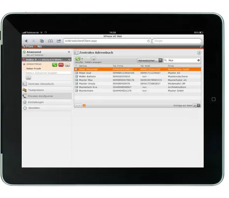 Bild: XPhone Unified Communications 2011 von C4B für Apple Mac OS X und iPad