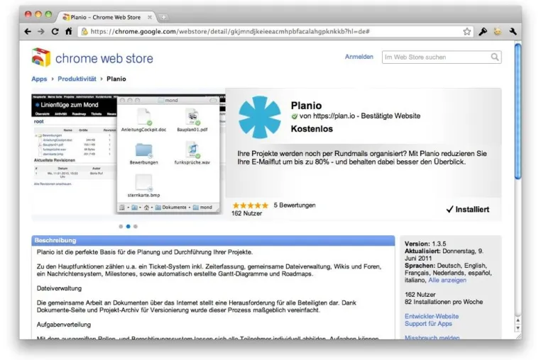 Bild: Planio startet mit neuer Projektmanagement-App im Chrome Web Store durch