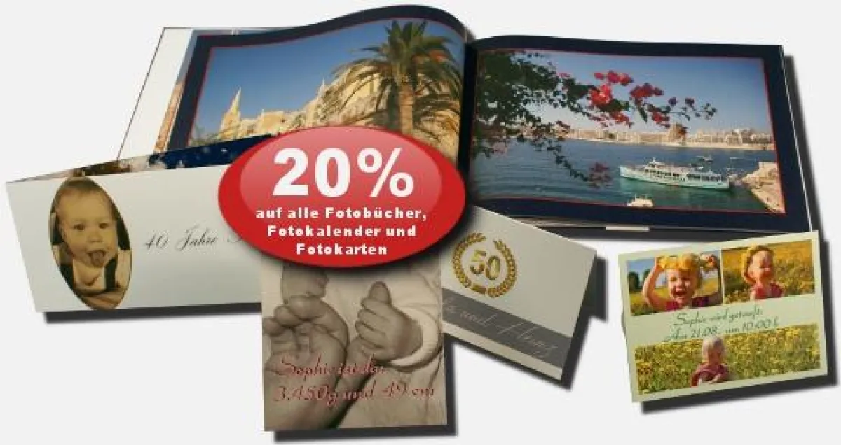 Die große Herbstaktion:  20% auf alle Fotobücher, Fotokalender und Fotokarten
