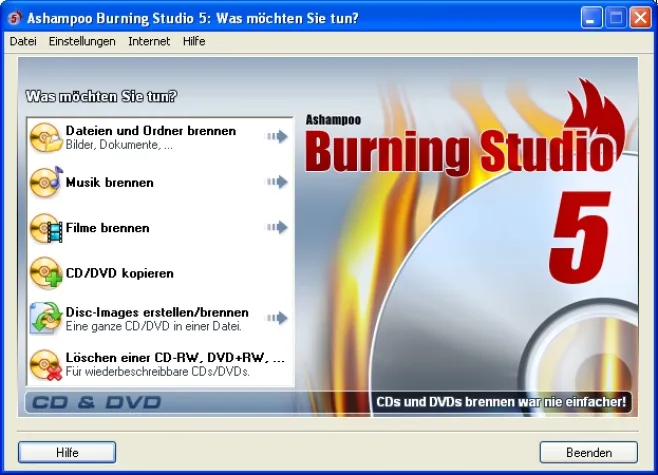Bild: Ashampoo Burning Studio 5.20: Brennen ist ganz einfach
