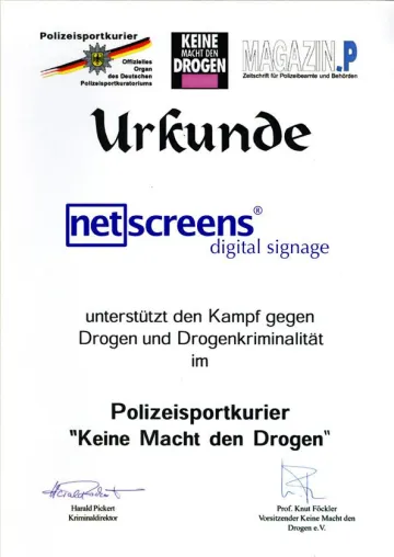 Bild: netscreens unterstützt gemeinnützigen Förderverein "Keine Macht den Drogen"