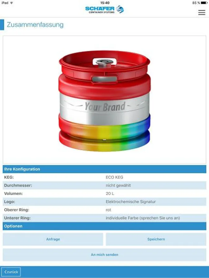 Schaefer Container Systems: Screenshot der App (c) SCHÄFER WERKE GMBH