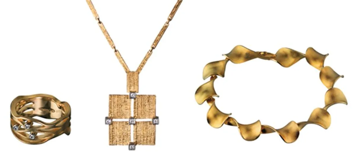Lapponia Jewelry, sonnige Sommergrüße aus Finnland! Diamond Flow: Ring aus Gelbgold 750 0/00, UVP 2080 € / Quadro: Collier aus Gelbgold 750 0/00, UVP 2497 € / Summer Romance: Armband aus Gelbgold 75