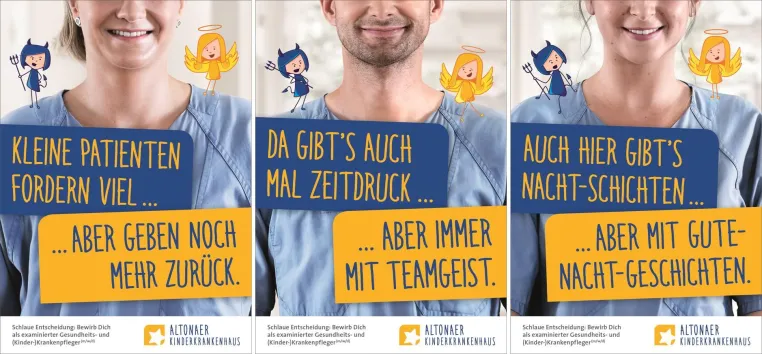 Offen und ehrlich: Recruiting-Kampagne für das Altonaer Kinderkrankenaus Bild: Offen und ehrlich: Recruiting-Kampagne für das Altonaer Kinderkrankenaus