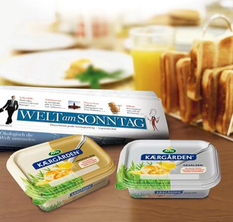 Das ideale Duo für ein perfektes Sonntagsfrühstück: Arla Kærgården und WELT am SONNTAG.