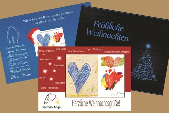 Bild: Weihnachtskarten von Flüchtlingskindern gestaltet