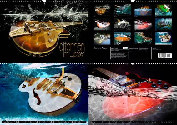 Bild: Gitarren im Wasser - fantastische, einzigartige Bilder von Gitarren im und unter Wasser - Kalender 2021