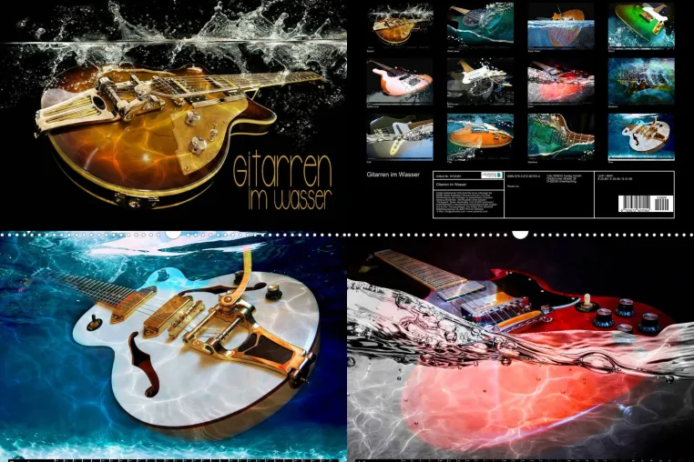 Bild: Gitarren im Wasser - fantastische, einzigartige Bilder von Gitarren im und unter Wasser - Kalender 2021