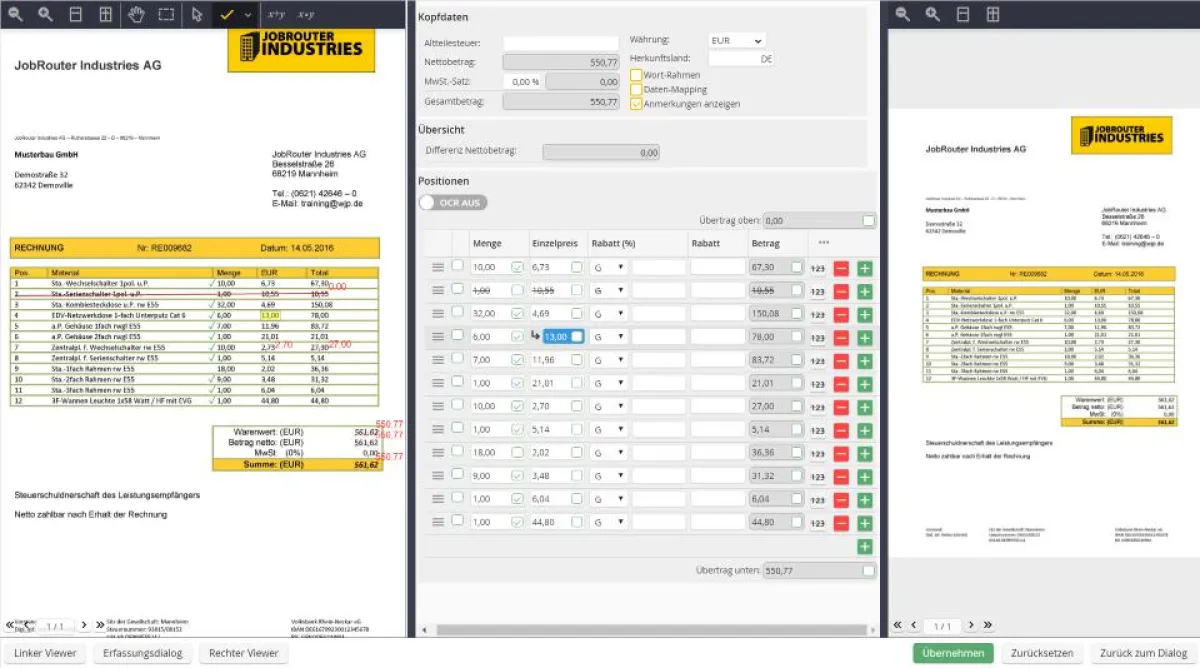 JobRouter® JobMind Bau: Die gesamte Arbeitsfläche wird auf dem Monitor angezeigt und kann direkt bea