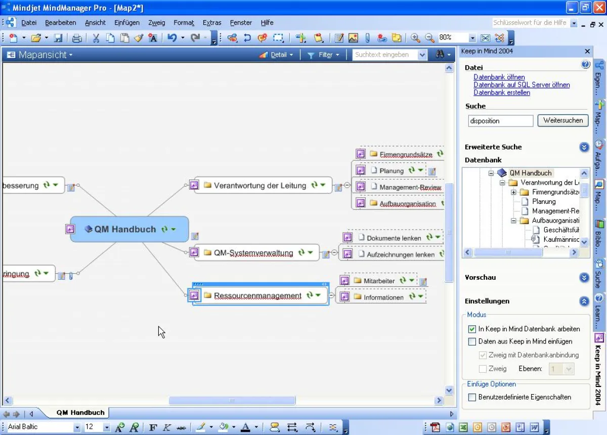 MindManager Pro 6 greift direkt auf Keep in Mind 2004 zu