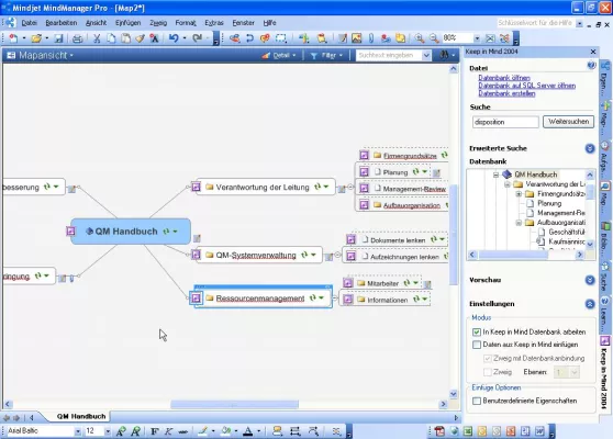 Bild: Neu: MindManager Pro 6 greift direkt auf Keep in Mind 2004 zu
