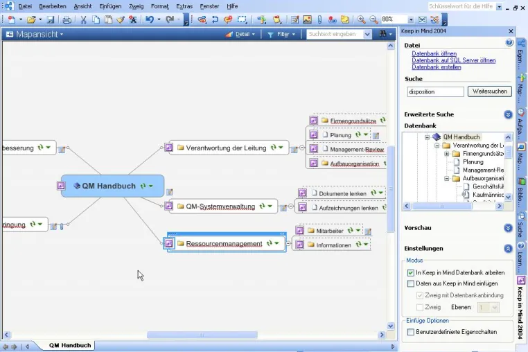 Bild: Neu: MindManager Pro 6 greift direkt auf Keep in Mind 2004 zu