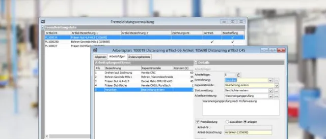 Bild: ERP-/PPS-System EVOcompetition mit flexibler Fremdfertigung