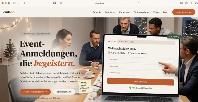 Bild: Einlado: Die DSGVO konforme Event-Anmeldeplattform für Vereine und Unternehmen