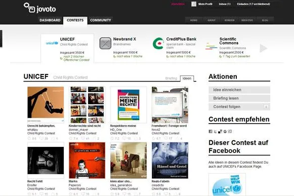 Bild: Positive Halbzeitbilanz: Nahezu 100 Ideen beim UNICEF Kreativwettbewerb von jovoto