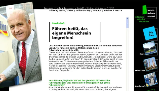 Bild: Götz Werner wünscht sich auf in-fuehrung-gehen.de, dass Führungskräfte sich mehr mit dem Menschen an sich beschäftigen
