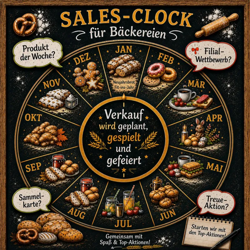 Die Sales-Clock macht Verkaufsplanung in Bäckereien strategisch und planbar. (© Hullimogulli)
