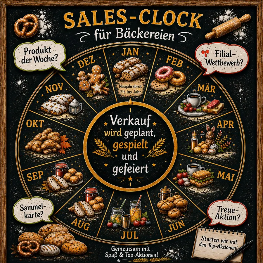 Die Sales-Clock macht Verkaufsplanung in Bäckereien strategisch und planbar. (© Hullimogulli)