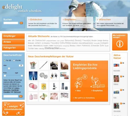 Bild: Start von Edelight.de: Weltneuheit im Social Shopping -  Was schenken andere?