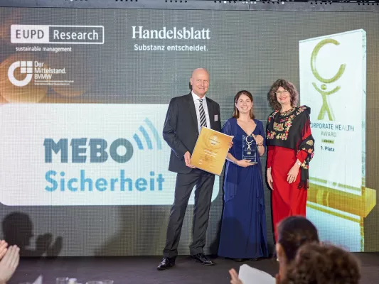 Bild: Hohe Auszeichnung – MEBO Sicherheit GmbH belegt den 1. Platz beim Corporate Health Award