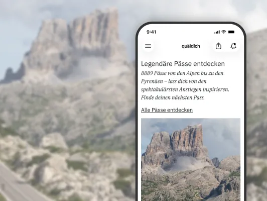 quäldich.de launcht Pässe-App für das Rennrad Bild: quäldich.de launcht Pässe-App für das Rennrad