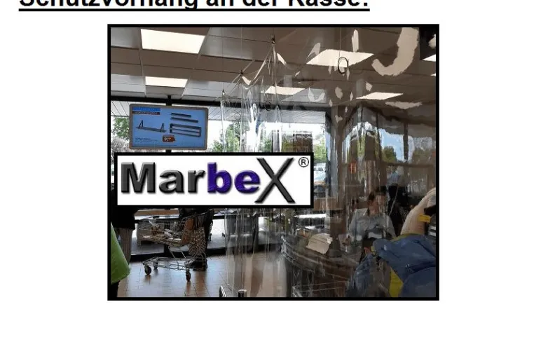 Bild: Covid-19 Transparent Schutzvorhang Corona / Coronavirus Schutz für Kassen, Kunden und Personal