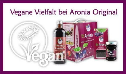 Bild: Veganblume auf Aronia Original Produkten schafft Klarheit