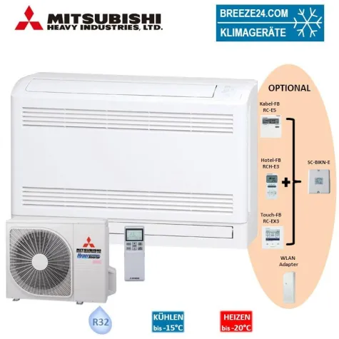 Bild: MITSUBISHI Klimaanlagen Set SRF 35 ZMX-W Truhengerät + SRC 35 ZSX-W R32 3,5 KW für 1 Zimmer mit 35 m ²