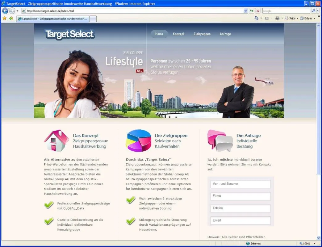Portal zur zielgruppenspezifischen Haushaltswerbung von der Global Group und von prospega