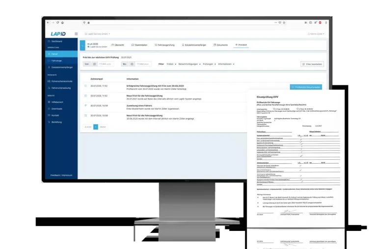 Fahrzeugprüfung nach UVV: Digitale Verwaltung von UVV-Fristen und Dokumenten ab sofort bei LapID Bild: Fahrzeugprüfung nach UVV: Digitale Verwaltung von UVV-Fristen und Dokumenten ab sofort bei LapID