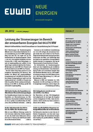 Bild: Kraftwerksliste der BNetzA: Leistung der Stromerzeuger im Bereich der erneuerbaren Energien bei 64.670 MW