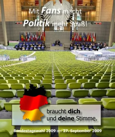 Motivationskampagne für eine hohe Wahlbeteiligung bei der Bundestagswahl 2009 Bild: Motivationskampagne für eine hohe Wahlbeteiligung bei der Bundestagswahl 2009