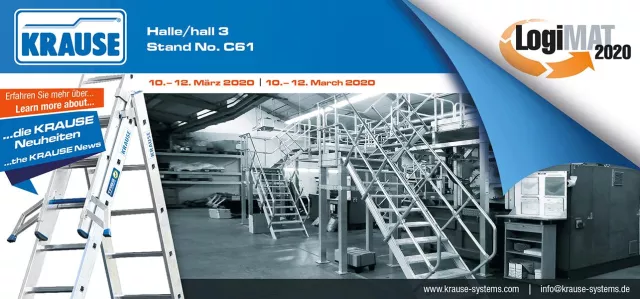 Individuelle Zugänge und Sonderkonstruktionen, Steigtechnik-Spezialist KRAUSE lädt zur LogiMAT 2020 ein Bild: Individuelle Zugänge und Sonderkonstruktionen, Steigtechnik-Spezialist KRAUSE lädt zur LogiMAT 2020 ein