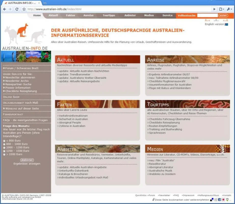 Neues Design, mehr undaktuellere Information - AUSTRALIEN-INFO.DE wurde komplett runderneuert