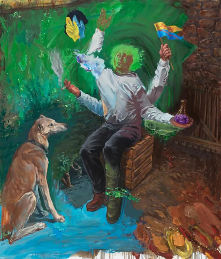 Juana Gonzalez, Meditation, Öl auf Leinwand, 170 x 200 cm