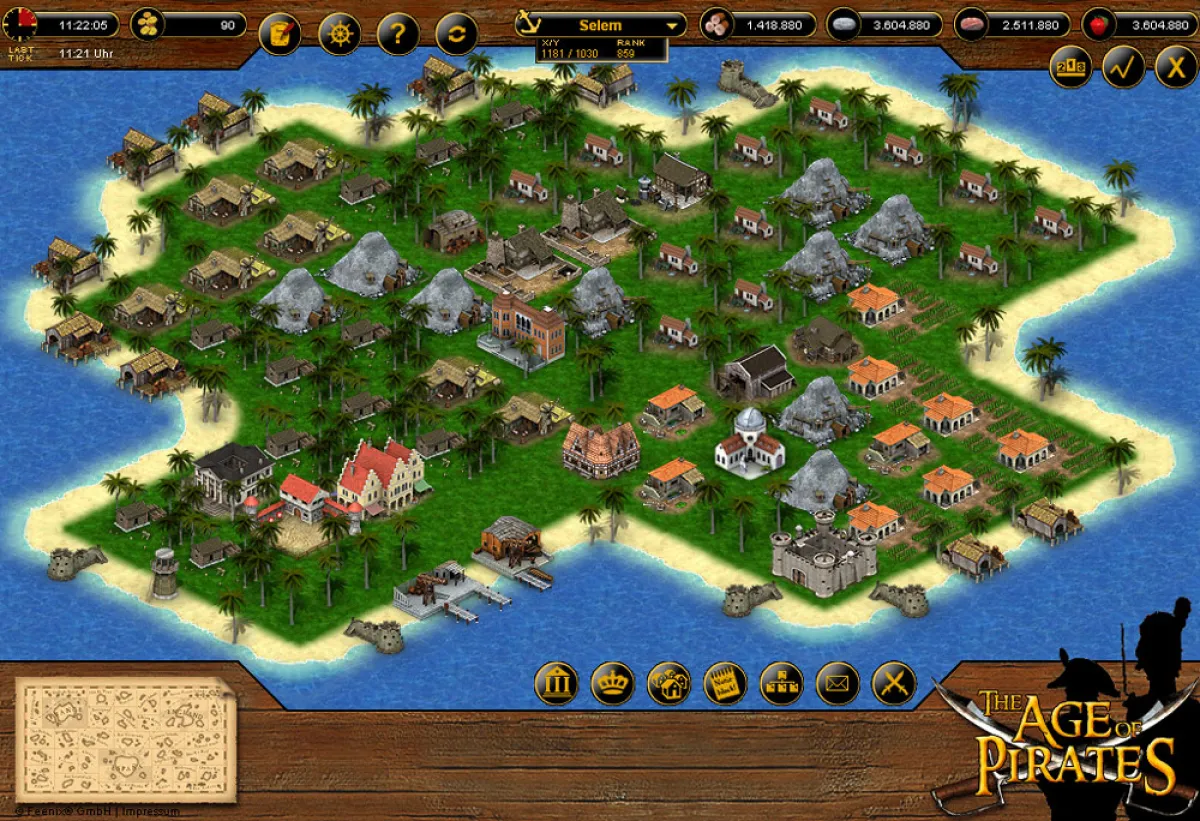 Die Spieloberfläche in Feenix - The Age of Pirates