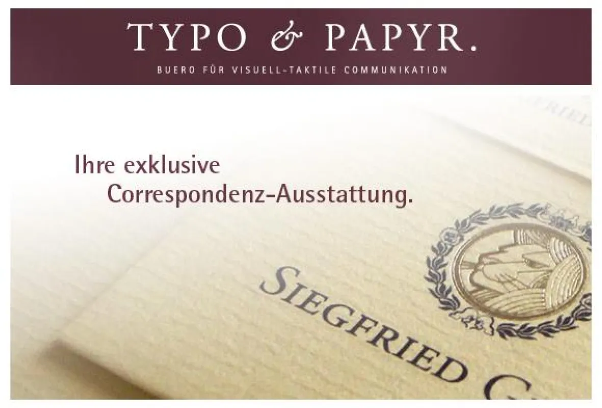 Ihre Visitenkarte. Ihr persönliches Signet. Ihr Briefbogen. Ihr Briefkuvert. - Ihre exklusive Correspondenz-Ausstattung.