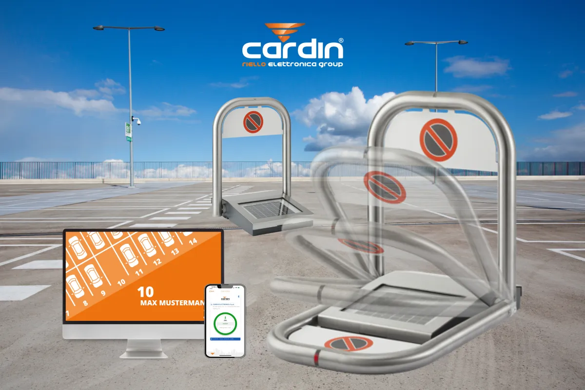 Parkplatzsperre PARKSUN-BTS - Solarmodul, App-fähig & angebundene Software für Parkplatz-Management (© CARDIN Deutschland c/o BKH Sicherheitstechnik GmbH & Co. KG)