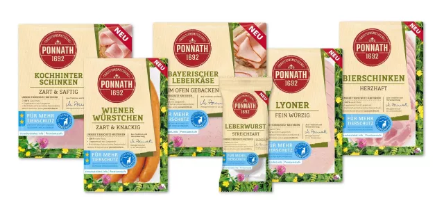 Bild: Sechs Richtige für die Brotzeit: Ponnath DIE MEISTERMETZGER führt neues Sortiment „Für Mehr Tierschutz“ ein