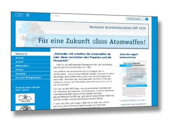 Internetagentur net4media startet TYPO3-Webseite für Online-Appell gegen Atomwaffen Bild: Internetagentur net4media startet TYPO3-Webseite für Online-Appell gegen Atomwaffen