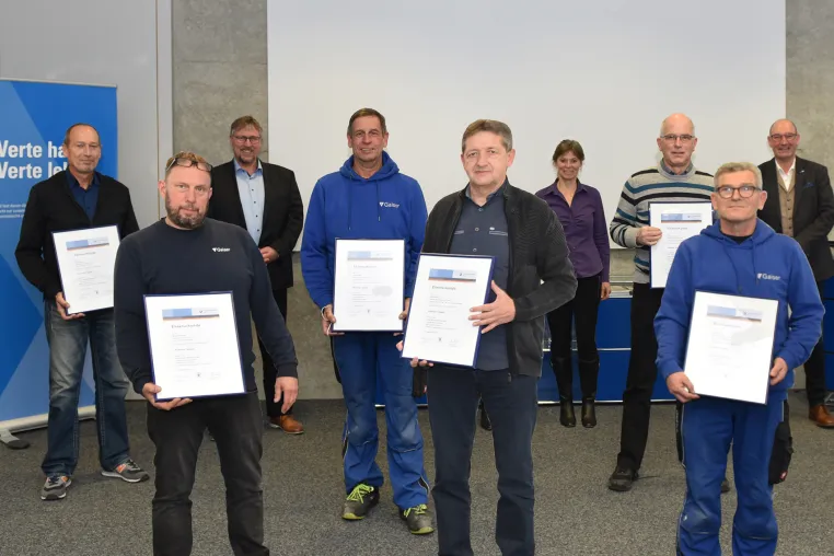 Bild: Gaiser Gebäudetechnik ehrt Jubilare für 295 Jahre Treue zum Unternehmen