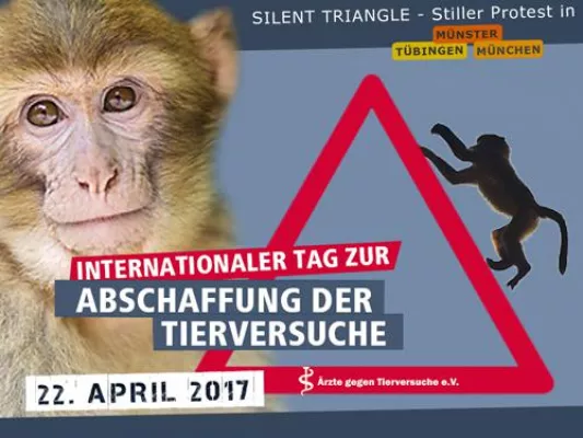 Bild: Stille Protestaktion zum Internat. Tag zur Abschaffung der Tierversuche