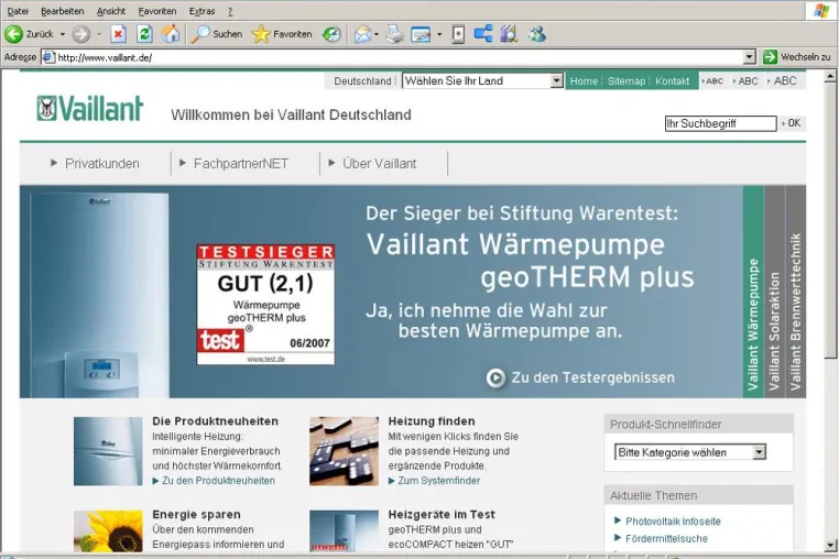 kernpunkt optimiert das Online-Angebot von Vaillant Deutschland Bild: kernpunkt optimiert das Online-Angebot von Vaillant Deutschland