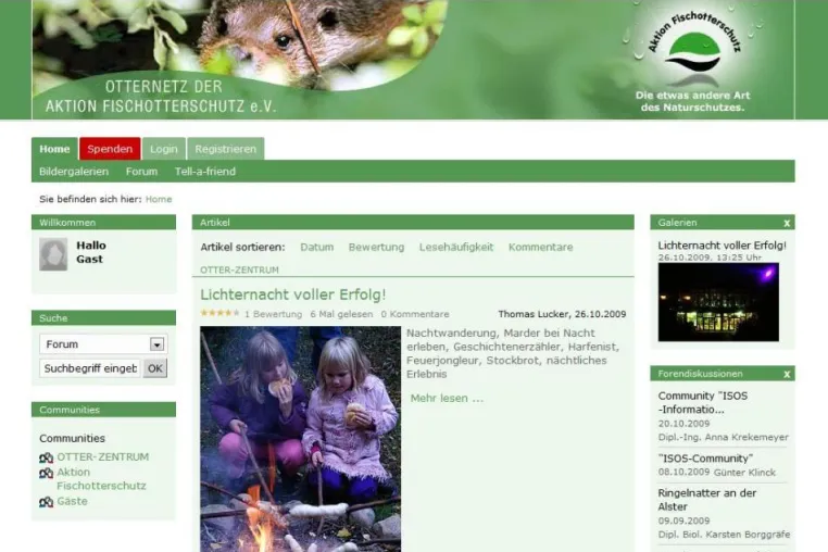 Bild: „Otternetz“ der Aktion Fischotterschutz online - Neue Kommunikationsplattform soll Naturschützer vernetzen