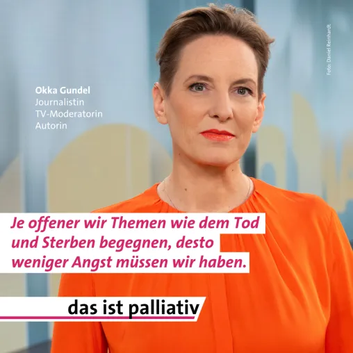 Journalistin und TV-Moderatorin Okka Gundel ist neue Botschafterin der Deutschen Gesellschaft für Palliativmedizin Bild: Journalistin und TV-Moderatorin Okka Gundel ist neue Botschafterin der Deutschen Gesellschaft für Palliativmedizin