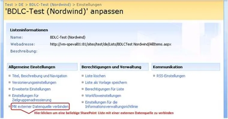 Bild: Externe Geschäftsdaten vollständig in Microsoft SharePoint 2007 / 2010 Listen integrieren