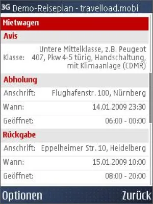 Bild: Mietwageninformationen auf dem Mobiltelefon - Kooperation zwischen Avis und travelload