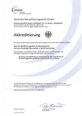 Bild: BSA-Zert durch DAkkS als Zertifizierungstelle für Personen zugelassen