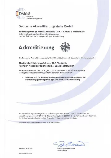 Bild: BSA-Zert durch DAkkS als Zertifizierungstelle für Personen zugelassen